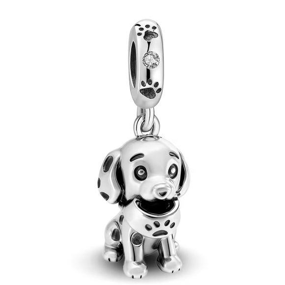 Jewelry - Silver Dog Charm Pendant with Paw Prints
